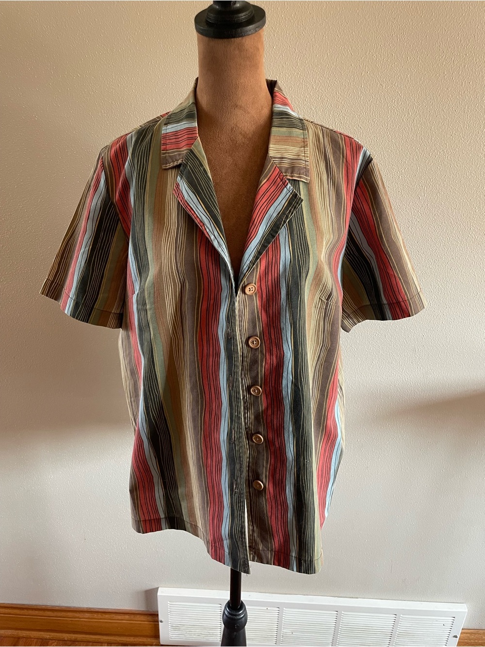 Vintage Blair Multi-Stripe Short Sleeve Button-Up Shirt